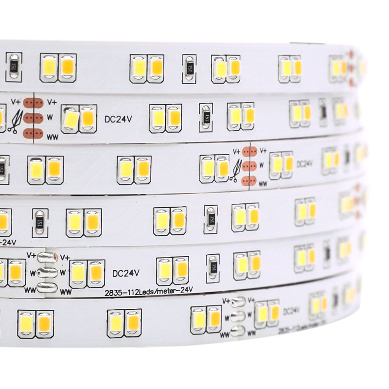 DC24V 2835SMD 560LEDs Pure White+Warm White CCT Flexible LED Strip DC24V 2835SMD 560LEDs Pure White+Warm White CCT Flexible LED Strip